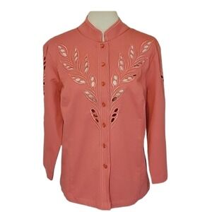 NEW Bob Mackie Wearable Art Coral Pink Shacket Embroidered Women's L